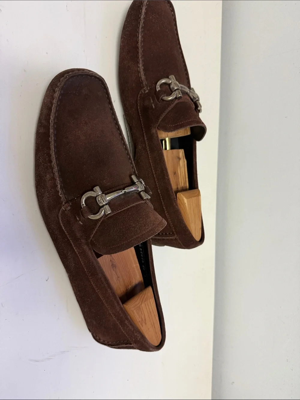 Salvatore Ferragamo Brown Suede Bit-Detail Slip-On Loafers